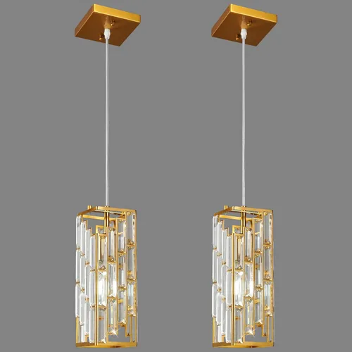 Miniatura 15 de Iluminación colgante dorada moderna, mini candelabros de cristal, lámpara colgante ajustable para cocina, isla, comedor, dormitorio (paquete de 1)