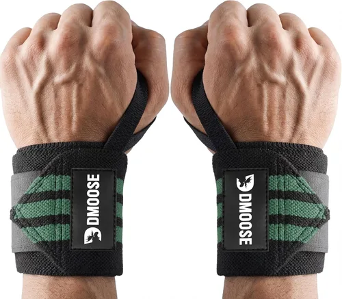 Miniatura 17 de DMoose Fitness Muñequeras para levantamiento de pesas de 18 pulgadas – Envoltura de gimnasio resistente con lazo para el pulgar para apoyo y alivio