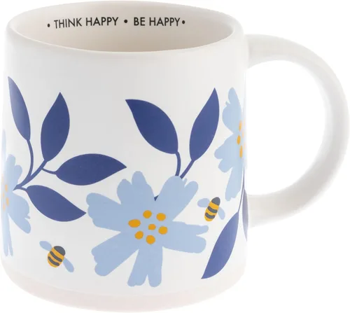 Miniatura 10 de Karma, Taza Shelly de 14 onzas, bonita taza de café y té, tazas de café de cerámica para mujeres y hombres, elige alegría