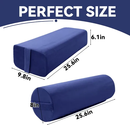 Miniatura 2 de MABOZOO Juego de cojines de yoga, funda de terciopelo de espuma de alta densidad para yoga restaurativo y meditación, almohada rectangular y Azul
