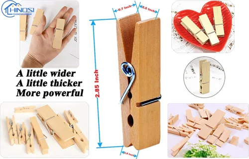 Miniatura 2 de 30 pinzas de madera grandes, resistentes y resistentes para colgar, al aire libre, manualidades