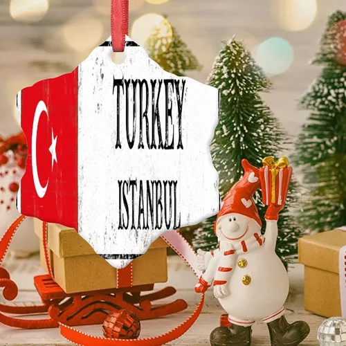 Miniatura 4 de Adornos de Navidad de Estambul 2023, bandera de pavo, decoraciones de Navidad para árbol, país, ciudad, recuerdo, fiesta, vacaciones, decoraciones