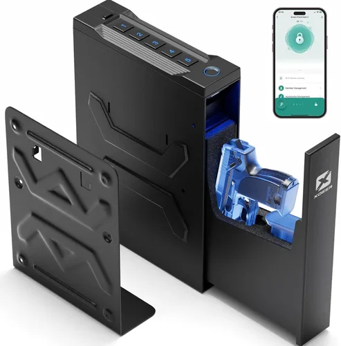 Miniatura 10 de XDeer Caja fuerte biométrica para pistola, control deslizante con pantalla táctil completa, caja fuerte para pistola de acceso rápido 0.01s
