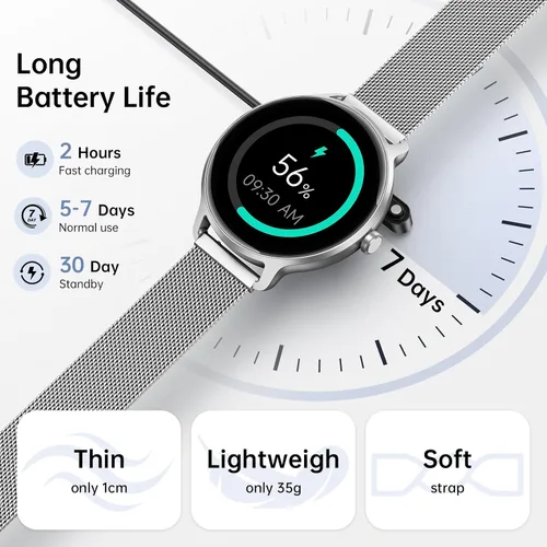 Miniatura 8 de Reloj inteligente para mujer, pantalla AMOLED de 1.27 pulgadas con respuesta/llamada para iPhone/Android/Samsung, rastreador de actividad física