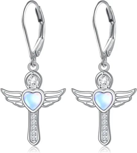 Miniatura 25 de Aretes colgantes de filigrana de plata de ley 925, margarita, loto, flor de rosa, piedra lunar, lágrima para mujer, nudo celta infinito, margarita