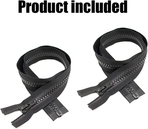 Miniatura 2 de YaHoGa 2 cremalleras separadoras #10 de 8 pulgadas para coser abrigo, chaqueta de invierno, color negro, resistente, grandes cremalleras de plástico