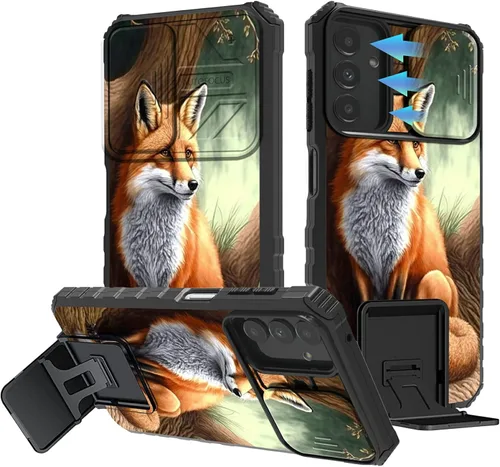Miniatura 654 de Funda para Samsung Galaxy S22 Ultra 5G, Galaxy S22 Ultra con cubierta de cámara deslizante, funda resistente de doble capa con función atril Black