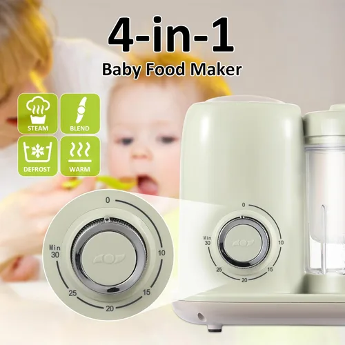 Miniatura 2 de AMZBABYCHEF Fabricante de Alimentos para Bebés, Procesador de Alimentos para Bebés y Vaporizador 4 en 1, Mezclador de Puré, Fabricante de Puré Verde