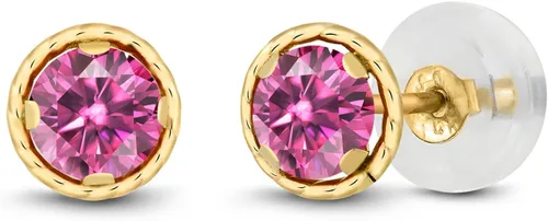 Miniatura 55 de Gem Stone King Aretes redondos de oro amarillo de 14 quilates con piedra natal Redondos de 0.157 in Aretes de oro para mujeres y hombres