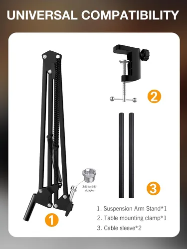 Miniatura 6 de SUNMON Rode NT-USB Mic Boom Arm - Brazo de micrófono para RODE NT-USB/NT-USB+/NT-USB Mini y la mayoría de micrófonos, soporte de brazo de tijera
