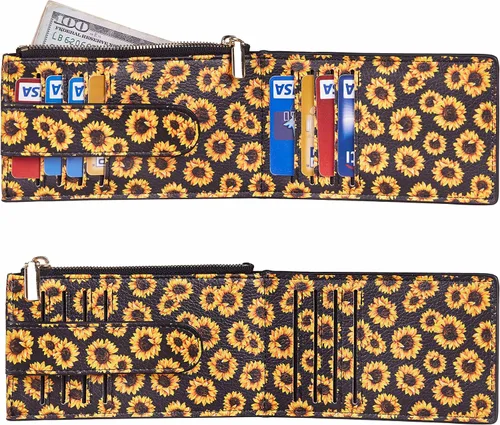 Miniatura 4 de Chelmon Cartera para mujer delgada con bloqueo RFID, billetera plegable con varios compartimientos para tarjetas con bolsillo con cremallera