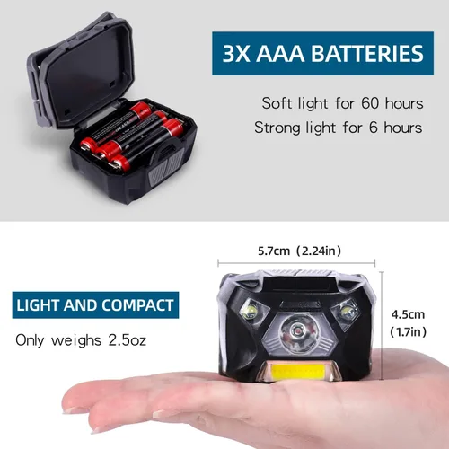 Miniatura 5 de KunHe Paquete de 2 faros delanteros de luz roja, luz roja y blanca, adecuados para senderismo nocturno, observación de aves, observación astronómica