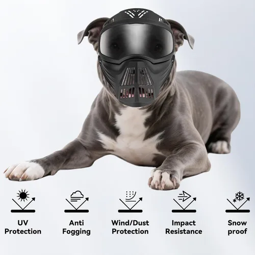 Miniatura 5 de Gafas de sol para perros de razas grandes, antirayos UV para protección facial completa, máscara para mascotas con agujeros transpirables