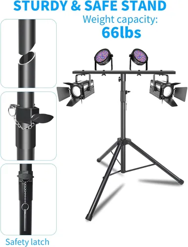Miniatura 6 de DJ Lights Stand 41-95 Inch, Heavy Duty DJ Stand 1 Pack, Portable Par Can Tripod Stage Light Stand Adjustable Height, DJ Lighting T Bar Suitable for