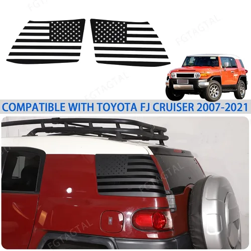 Miniatura 7 de Adhesivo compatible con Toyot@ FJ Cruiser 2007-2017 para ventana lateral de puerta trasera, bandera estadounidense, accesorios de calcomanías