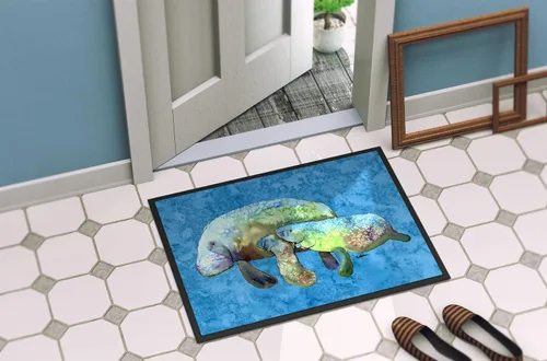 Miniatura 4 de Caroline's Treasures 8660-JMAT Manatee - Tapete para puerta delantera, 24 x 36 pulgadas, para interiores y exteriores, para entrada, antideslizante