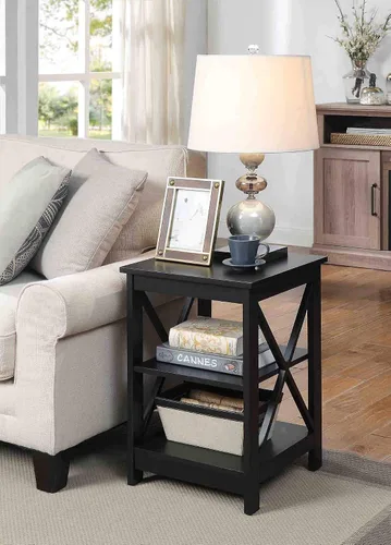 Miniatura 2 de Convenience Concepts Oxford Mesa Final de 15.75" - Mesa moderna de sala de estar con estantes de almacenamiento, mesa auxiliar de noche transicional