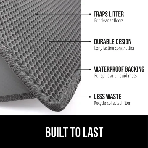 Miniatura 2 de GORILLA GRIP Tapete para caja de arena para gatos con diseño de panal de abeja, tapete de basura de dos capas, suave para las patas, suministros