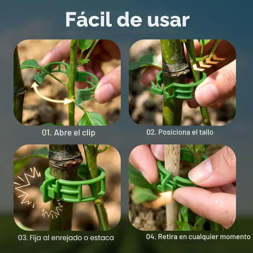 Miniatura 7 de 100 piezas de clips para tomate para plantas trepadoras, clips de soporte de planta de enrejado de plástico para jardín, clips reutilizables