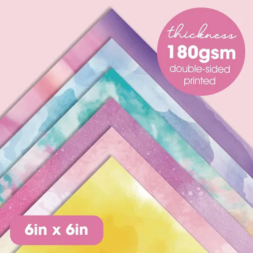 Miniatura 6 de 48 hojas 6 X 6 Papel de cartulina decorativa para álbumes de recortes - Acuaarela brillante - para fabricación de tarjetas, diario, planificador