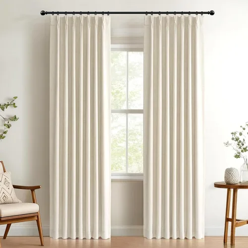 Miniatura 14 de 100% Blackout Shield Cortinas opacas con textura y aspecto de lino de 72 pulgadas de largo, juego de 2 paneles de cortinas opacas de lino sintético