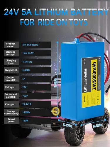 Miniatura 2 de Batería de litio de 24V 5Ah con cargador de 29.4V 1A, batería recargable de 24 voltios para proyectos de bricolaje