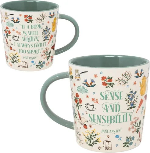 Miniatura 10 de Taza de amantes de libros Steel Mill & Co., linda taza de café/té de cerámica con asa para club de lectura, taza de café temática de lectura de 14