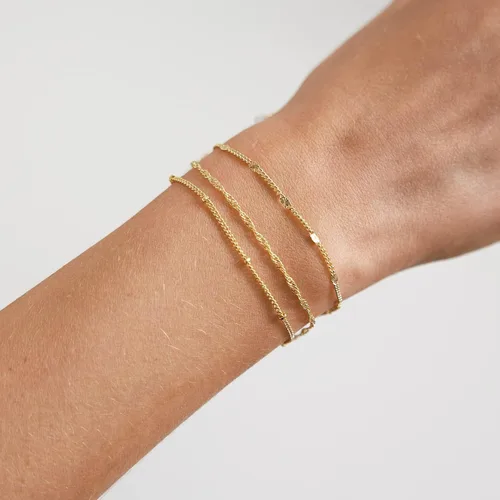 Miniatura 2 de CAROVO Pulseras de oro para mujer, pulseras chapadas en oro de 14 quilates para mujer, conjuntos de pulseras delicadas de espiga con clip de papel