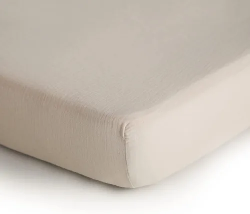 Miniatura 2 de mushie Sábana bajera ajustable de muselina extra suave 192 hilos 28 x 52 pulgadas (niebla)
