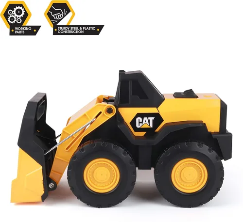 Miniatura 5 de Cat Juguetes de construcción, cargadora de ruedas de acero de 16 pulgadas, cuerpo de acero real, brazo y balde que funcionan, ruedas todo terreno