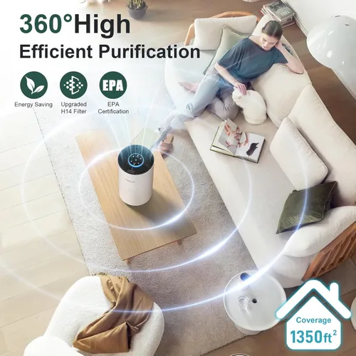 Miniatura 3 de Purificadores de aire para dormitorio y hogar de hasta 1350 pies cuadrados, purificadores de aire VNIUP H14 True HEPA para habitación, con función