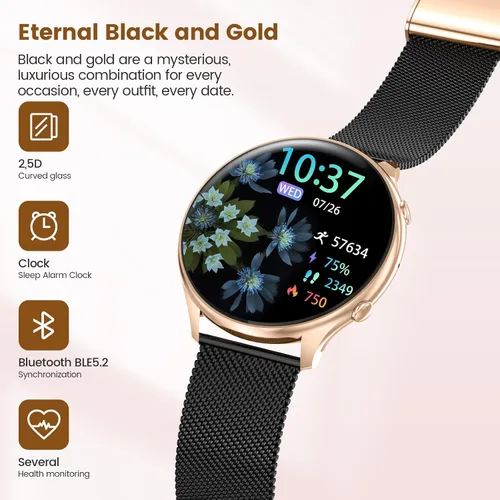 Miniatura 2 de Relojes inteligentes para mujer con rastreador de ciclo menstrual, reloj inteligente de 1.39 pulgadas, monitor de frecuencia cardíaca/sueño