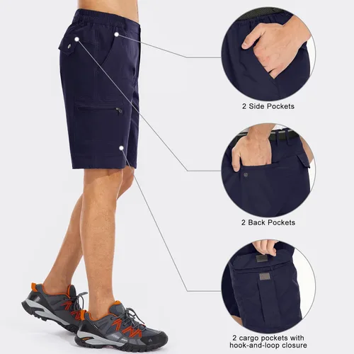 Miniatura 3 de Pantalones cortos de senderismo para hombre, de secado rápido, ligeros, transpirables, para exteriores, de carga., Azul, 38
