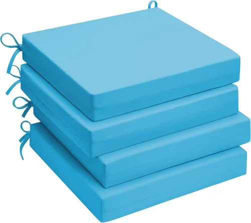 Miniatura 36 de UNIKOME Cojines para sillas de exterior, resistentes al agua, con lazos, relleno de esponja de alta densidad, cojines de asiento cuadrados