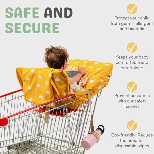 Miniatura 3 de Funda para carrito de compras y silla alta 2 en 1, resistente al agua, acolchado, con bolsa para teléfono, bucles para juguetes y protección