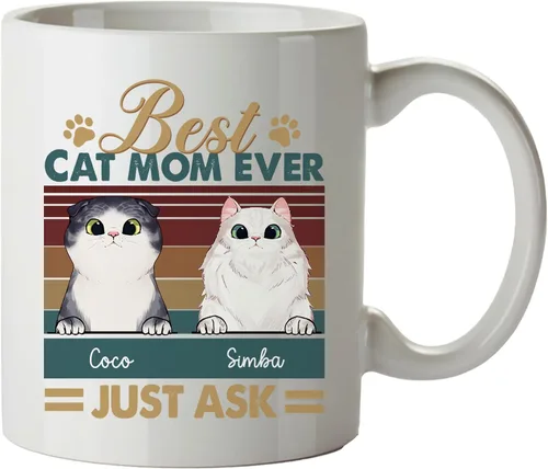 Miniatura 10 de Regalos de gatos para los amantes de los gatos, taza de gato personalizada, taza de gato de Feliz Navidad, ideas de regalos para dueños de gatos