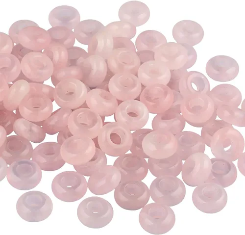 Miniatura 14 de TUMBEELLUWA Rondelle - Cuentas de piedras preciosas naturales para la fabricación de joyas, cuentas sueltas de agujero grande, paquete de 15