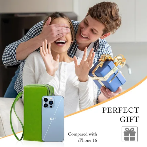 Miniatura 7 de Cartera con cremallera doble para mujer, bolso de mano con soporte para teléfono celular, tarjeta, moneda, efectivo