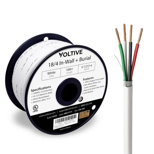 Miniatura 17 de Voltive Cable de altavoz 10/2, CL3 en pared y entierro directo, negro, 100 pies - 10 AWG, 2 conductores, cobre trenzado sin oxígeno, listado UL