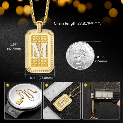 Miniatura 2 de Zillaly Collar con dije de inicial, letra mayúscula, oro de 18 quilates, joyería de diamantes A-Z para hombres y mujeres, regalo de Navidad, Acero