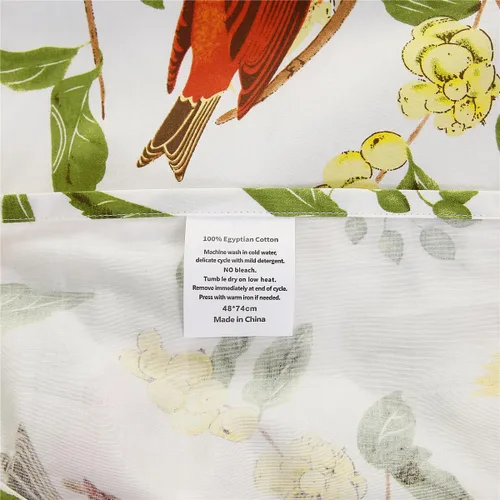 Miniatura 8 de URBONUR Juego de 2 fundas de almohada 100% algodón tamaño Queen con estampado de hojas de jardín y pájaros, fundas de almohada suaves y Hojas verdes