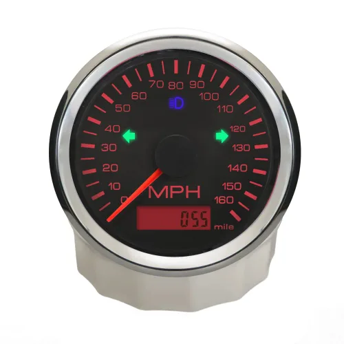 Miniatura 12 de ELING Medidor de velocidad automático universal 0-200 MPH GPS Velocímetro ajustable odómetro alarma de sobrevelocidad 85MM 12V 24V con Negro+Negro