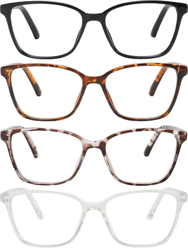 Miniatura 7 de Przene Paquete de 4 lentes de lectura con bloqueo de luz azul, lectores para mujeres y hombres con bisagra de resorte