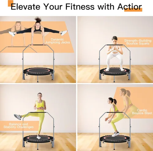 Miniatura 7 de ALTLER Mini Rebotador de Fitness Plegable de 40"/48" con Mango de Espuma Ajustable, Carga Máxima de 330/440 lbs, Rebotador de Ejercicio