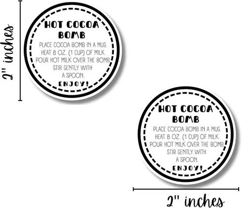 Miniatura 3 de Calcomanías de bomba de cacao caliente para caja, embalaje a granel de 250 por rollo, etiqueta de 2 pulgadas, instrucciones de etiqueta