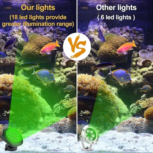 Miniatura 8 de Luces solares para estanque, 18 LED RGB superbrillantes, focos subacuáticos que cambian de color, luz sumergible para estanque, luces de fuente