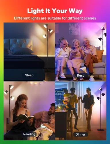 Miniatura 5 de SIBRILLE RGBCW Lámpara de Pie, Lámpara de 36W de Cambio de Color Brillante, Moderna Lámpara de Pie LED RGB Regulable Sin Escalones con Control