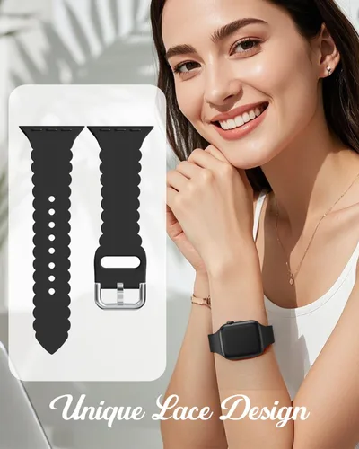 Miniatura 2 de Sunnywoo Correa de silicona deportiva de encaje compatible con Apple Watch de 1.496 pulgadas, 1.575 pulgadas, 1.614 pulgadas, 1.654 pulgadas, 1.732