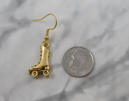 Miniatura 4 de Roller Skate Earrings in 24K Gold Plated Pewter Roller Skate Earrings. Roller Skate Gifts.