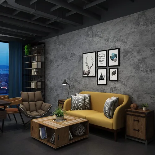 Miniatura 3 de 3yecao Papel tapiz de hormigón extra grueso de 31"×157" azul claro gris negro despegable y adhesivo efecto 3D papel de contacto de hormigón Azul